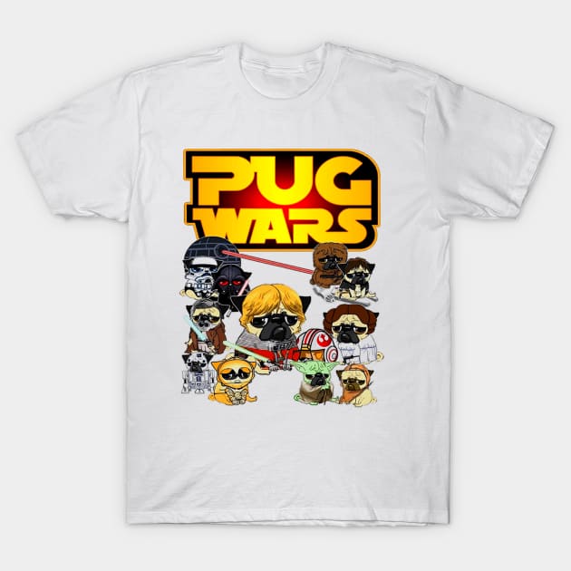 Pug Wars T-Shirt by adrinalanmaji